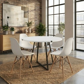 Σετ τραπεζαρία 5τμχ Rubes - Nova Megapap χρώμα λευκό Ø100x78εκ.