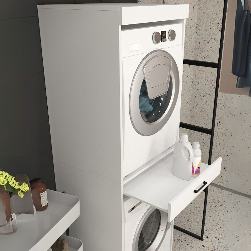 Έπιπλο πλυντηρίου - στεγνωτηρίου Fika Megapap χρώμα λευκό 67x61,8x198,5εκ.