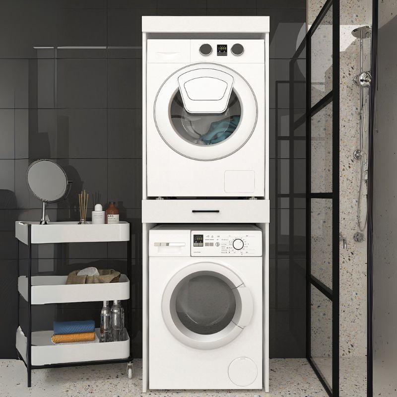 Έπιπλο πλυντηρίου - στεγνωτηρίου Fika Megapap χρώμα λευκό 67x61,8x198,5εκ.