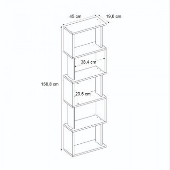 Βιβλιοθήκη Alvina Megapap χρώμα λευκό 45x19,6x158,8εκ.