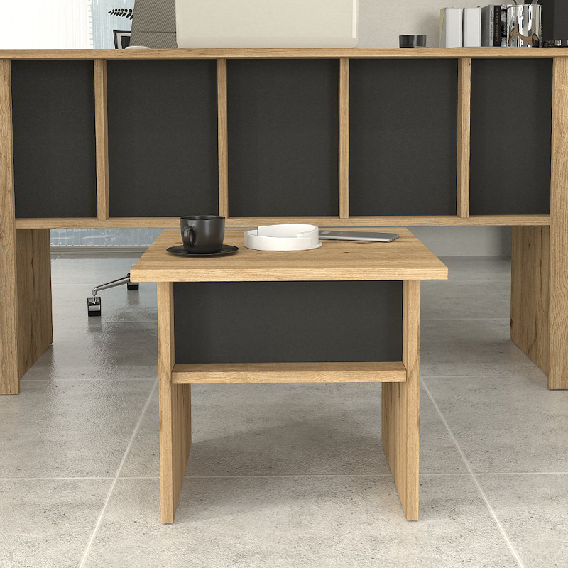 Τραπεζάκι σαλονιού - γραφείου Nika Megapap χρώμα sepet oak - ανθρακί 45x45x40εκ.