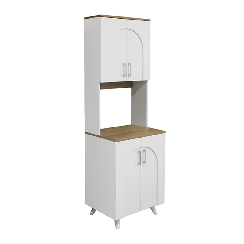 Έπιπλο κουζίνας Kalira 2 Megapap χρώμα λευκό - rota oak 60x40x196εκ.