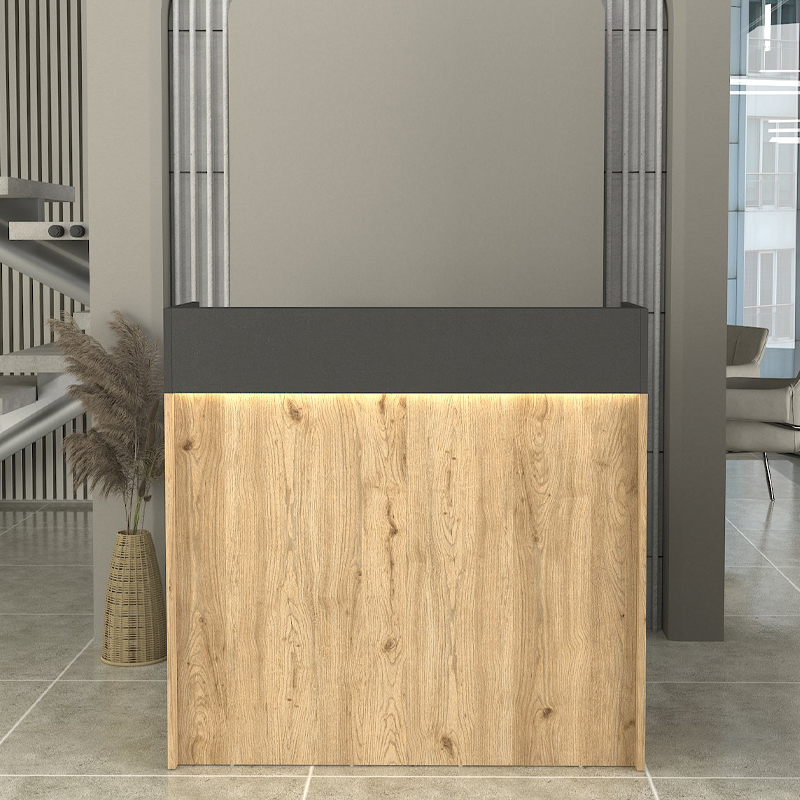 Γραφείο υποδοχής - reception Wilko Megapap με LED χρώμα sepet oak - ανθρακί 113,6x42x110εκ.