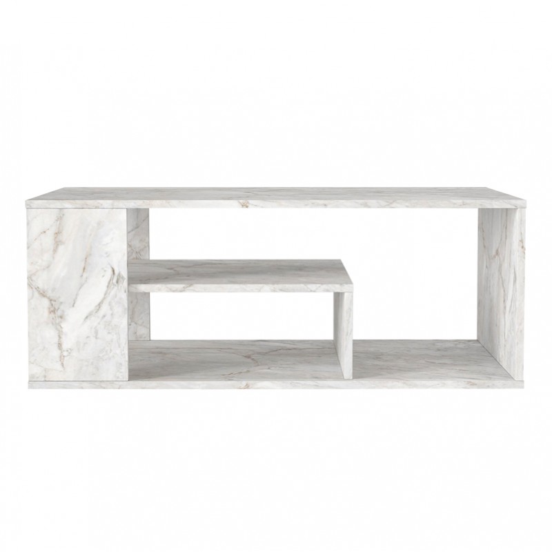Τραπεζάκι σαλονιού Abdera Megapap χρώμα λευκό εφέ μαρμάρου 110x60x42εκ.