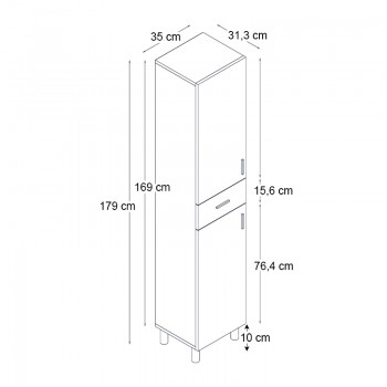 Ντουλάπι κουζίνας - μπάνιου Selina Megapap χρώμα sencron black 35x31x179εκ.