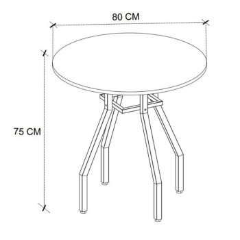 Σετ τραπεζαρία 5τμχ Roma - Rosa Megapap χρώμα pine oak - μαύρο Ø80x75εκ.