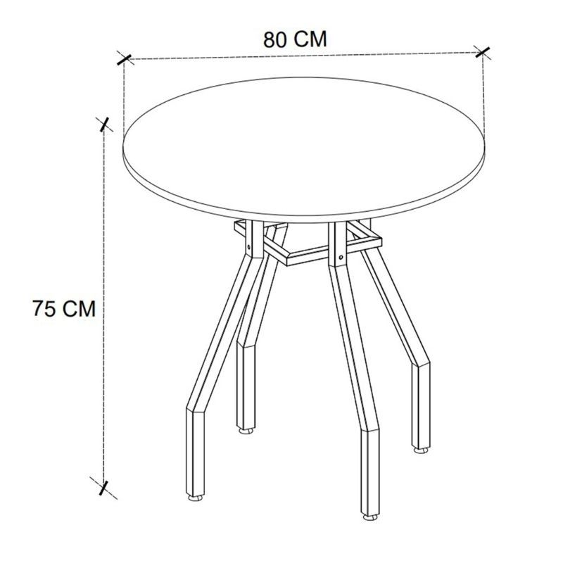 Σετ τραπεζαρία 5τμχ Roma - Rosa Megapap χρώμα pine oak - μαύρο Ø80x75εκ.