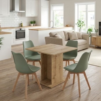 Σετ τραπεζαρία 5τμχ Allos - Viva Megapap χρώμα sapphire oak - φυστικί 75x75x77εκ.