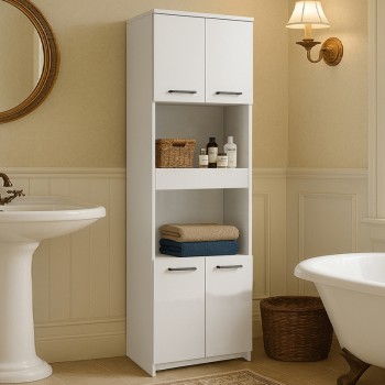 Ντουλάπι κουζίνας - μπάνιου Alvento Megapap χρώμα λευκό 60x42x180εκ.