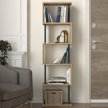Βιβλιοθήκη Alvina Megapap χρώμα sapphire oak - ανθρακί 45x19,6x158,8εκ.