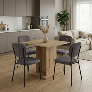 Σετ τραπεζαρία 5τμχ Allos - Kevin Megapap χρώμα sapphire oak - γκρι 75x75x77εκ.