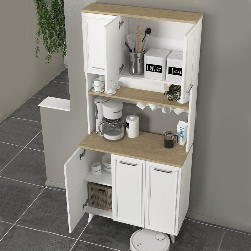 Έπιπλο κουζίνας Potter 3 Megapap χρώμα λευκό - rota oak 90x40x196,1εκ.