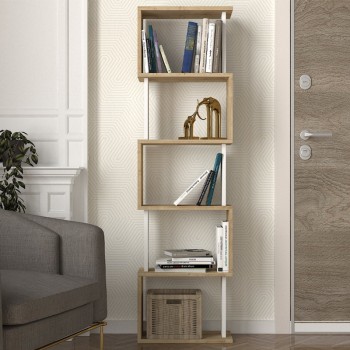 Βιβλιοθήκη Alvina Megapap χρώμα sapphire oak - λευκό 45x19,6x158,8εκ.