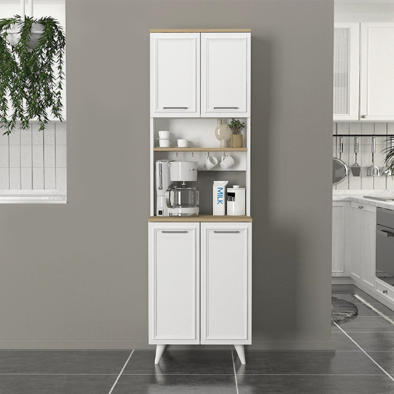 Έπιπλο κουζίνας Potter 2 Megapap χρώμα λευκό - rota oak 60x40x196,1εκ.