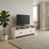 Έπιπλο τηλεόρασης Gradias Megapap χρώμα λευκό - sapphire oak 120x29,6x46,8εκ.