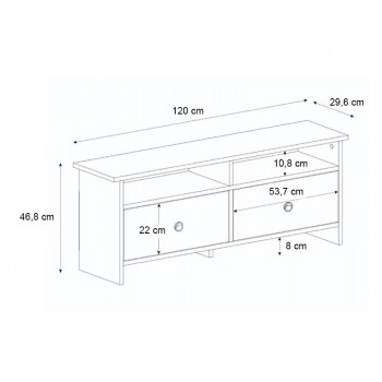 Έπιπλο τηλεόρασης Gradias Megapap χρώμα λευκό - sapphire oak 120x29,6x46,8εκ.
