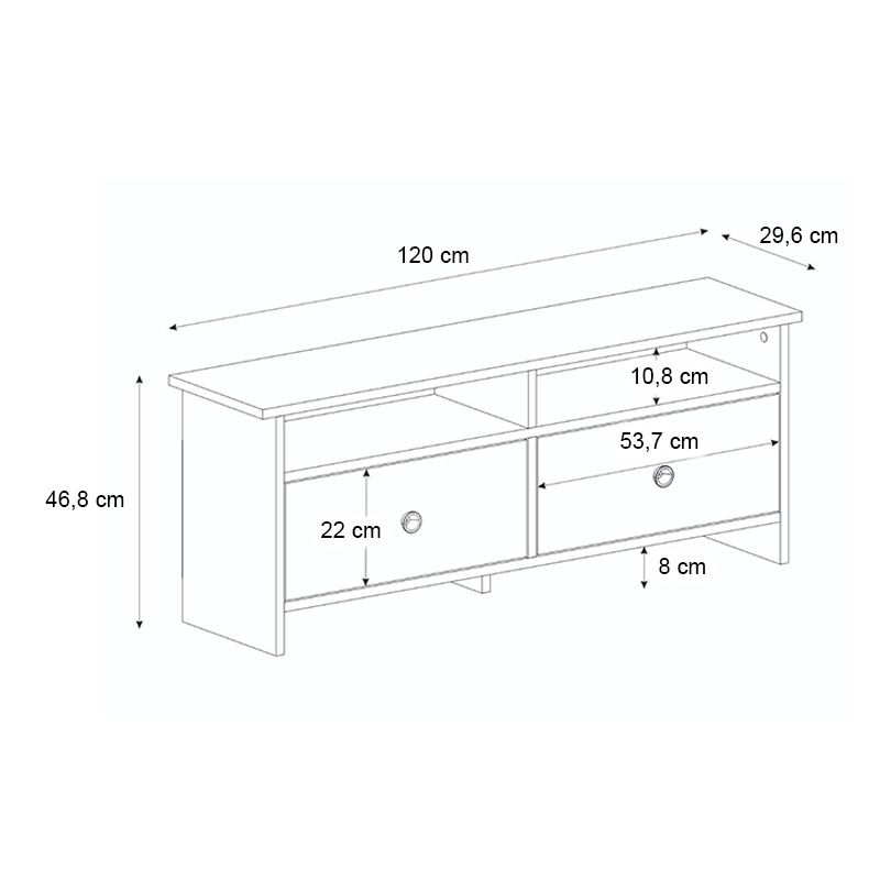 Έπιπλο τηλεόρασης Gradias Megapap χρώμα λευκό - sapphire oak 120x29,6x46,8εκ.