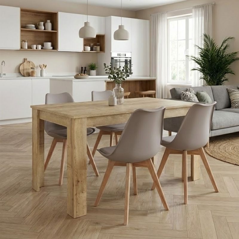 Σετ τραπεζαρία 5τμχ Darlen - Viva Megapap χρώμα sapphire oak - cappuccino 125x72x74εκ.