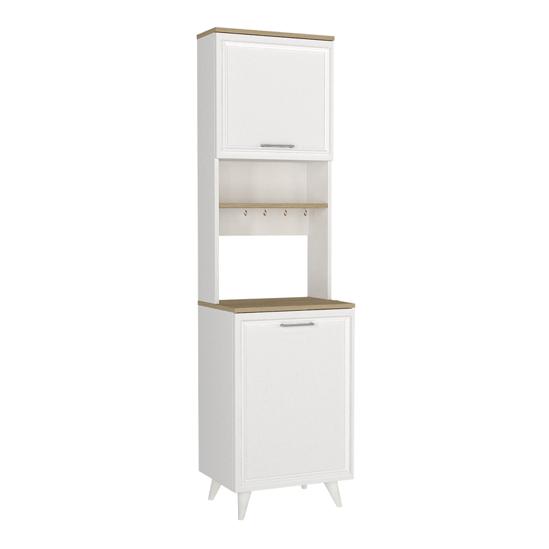 Έπιπλο κουζίνας Potter 1 Megapap χρώμα λευκό - rota oak 53,4x39,6x196,1εκ.