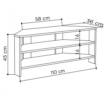 Έπιπλο τηλεόρασης γωνιακό Thales Megapap χρώμα black wood 110x36x45εκ.