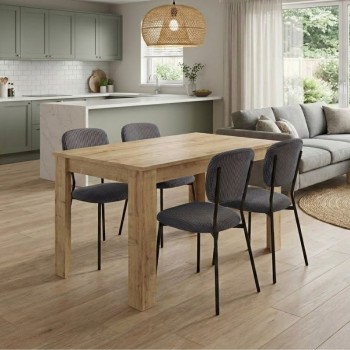 Σετ τραπεζαρία 5τμχ Darlen - Kevin Megapap χρώμα sapphire oak - γκρι 125x72x74εκ.