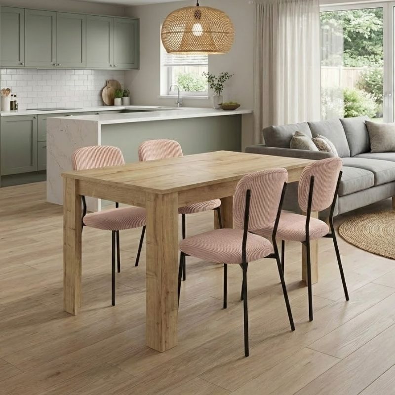 Σετ τραπεζαρία 5τμχ Darlen - Kevin Megapap χρώμα sapphire oak - μόκα 125x72x74εκ.