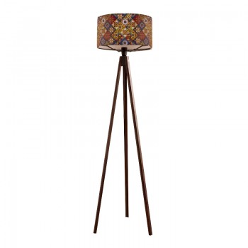 Φωτιστικό δαπέδου Rosling Megapap Mdf/ύφασμα Pvc χρώμα καρυδί - πολύχρωμο 38x38x140εκ.