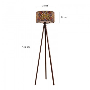 Φωτιστικό δαπέδου Rosling Megapap Mdf/ύφασμα Pvc χρώμα καρυδί - πολύχρωμο 38x38x140εκ.