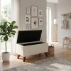 Σκαμπώ - Ταμπουρέ Lotus Megapap βελούδινο χρώμα κρεμ 90x40x50εκ.