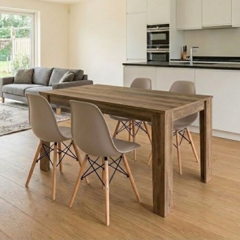 Σετ τραπεζαρία 5τμχ Darlen - Nova Megapap χρώμα καρυδί - cappuccino 125x72x74εκ.