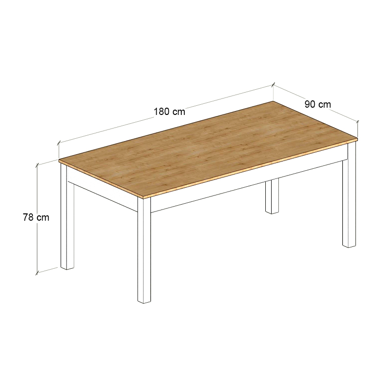 Τραπέζι Fira Megapap χρώμα λευκό - φυσικό οξιάς 180x90x78εκ.