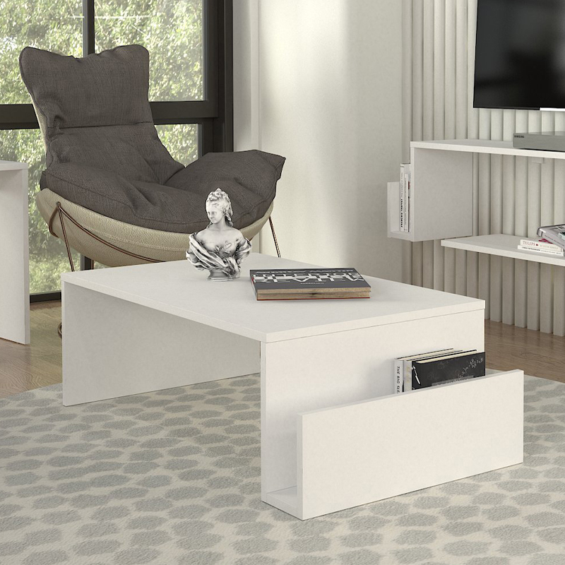 Τραπεζάκι σαλονιού Regnar Megapap χρώμα λευκό 100,6x55x31,8εκ.