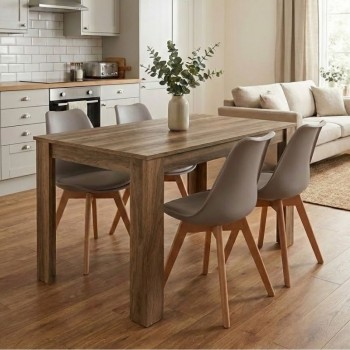 Σετ τραπεζαρία 5τμχ Darlen - Viva Megapap χρώμα καρυδί - cappuccino 125x72x74εκ.