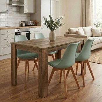 Σετ τραπεζαρία 5τμχ Darlen - Viva Megapap χρώμα καρυδί - φυστικί 125x72x74εκ.