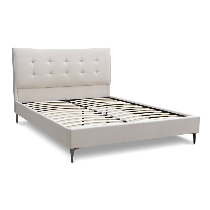 Κρεβάτι Mirel Megapap υφασμάτινο χρώμα ανοιχτό μπεζ 160x200εκ.