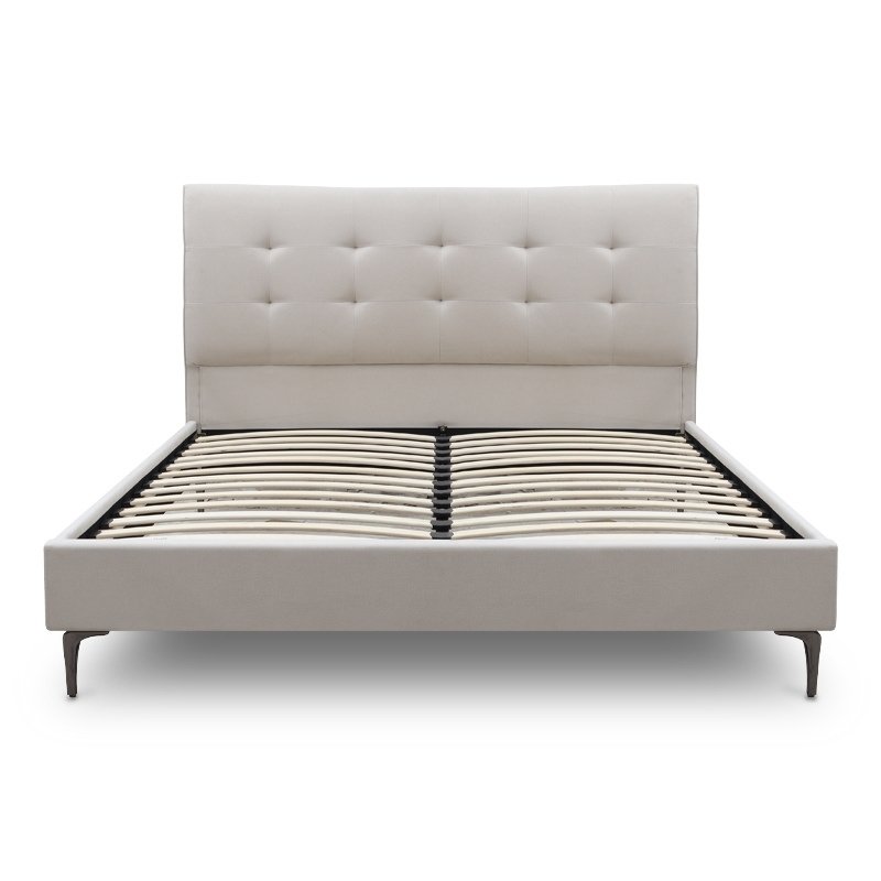 Κρεβάτι Mirel Megapap υφασμάτινο χρώμα ανοιχτό μπεζ 160x200εκ.