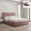 Κρεβάτι Kingston Megapap βελούδινο με αποθηκευτικό χώρο χρώμα σάπιο μήλο 160x200εκ.