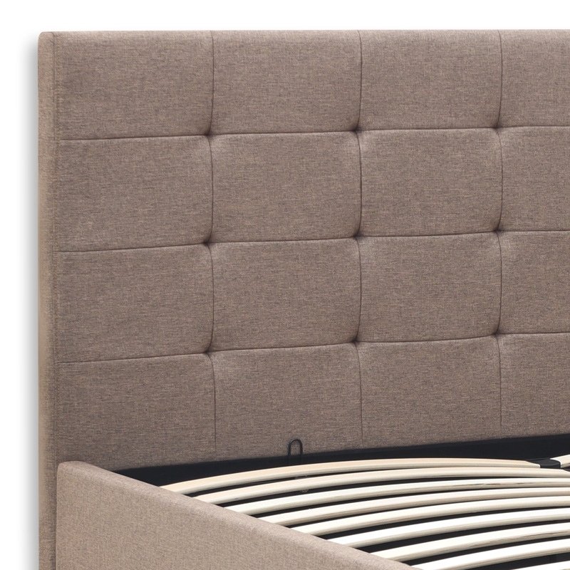 Κρεβάτι Iro Megapap υφασμάτινο με αποθηκευτικό χώρο χρώμα μπεζ - καφέ 150x200εκ.