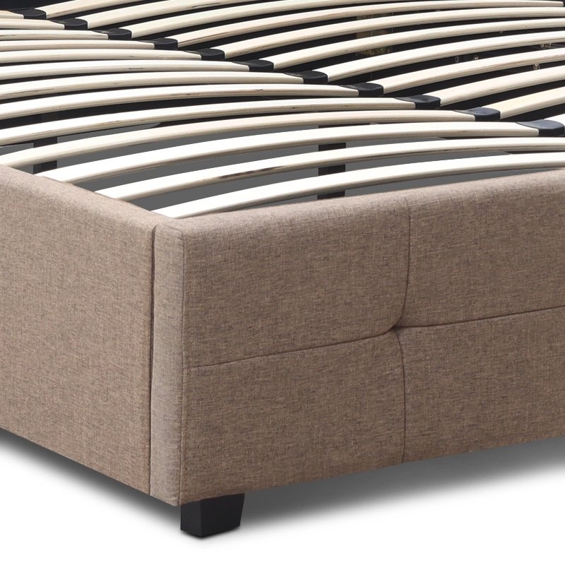 Κρεβάτι Iro Megapap υφασμάτινο με αποθηκευτικό χώρο χρώμα μπεζ - καφέ 150x200εκ.