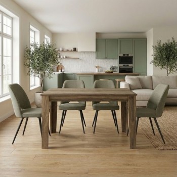 Σετ τραπεζαρία 5τμχ Darlen - Christy Megapap χρώμα καρυδί - λαδί 125x72x74εκ.