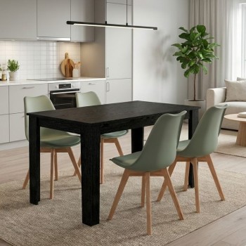 Σετ τραπεζαρία 5τμχ Darlen - Viva Megapap χρώμα sencron black - φυστικί 125x72x74εκ.