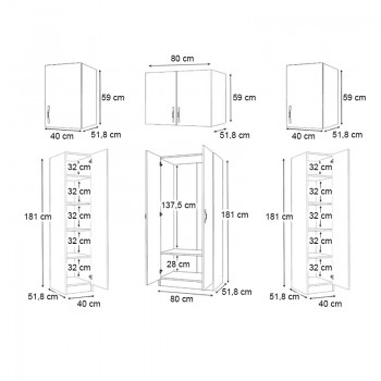 Ντουλάπα ρούχων Vivian Megapap τετράφυλλη με πατάρι χρώμα φυσικό οξιάς 160x51,8x240εκ.