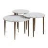 Τραπεζάκι σαλονιού σετ 3 τμχ Nola Megapap χρώμα λευκό Ø60x46εκ.