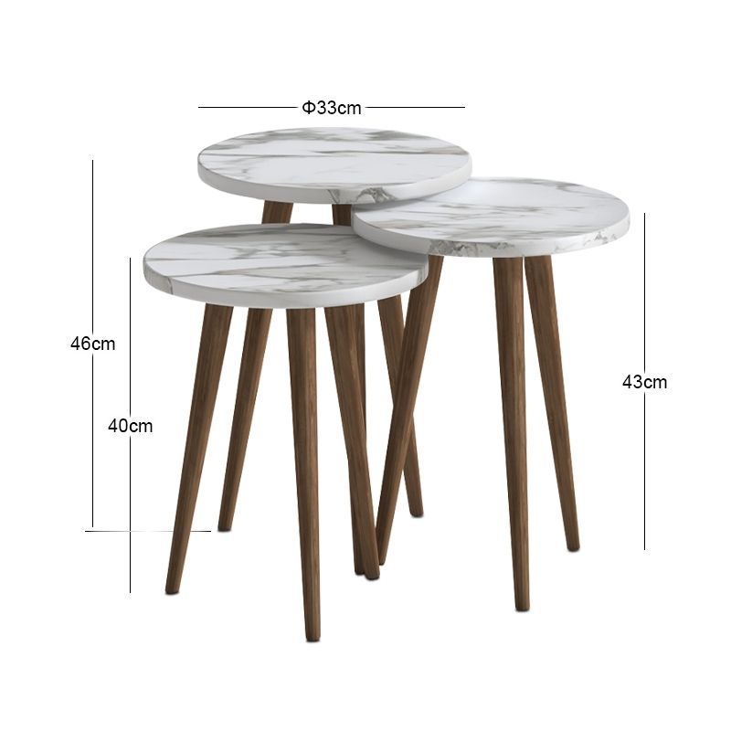 Τραπεζάκι βοηθητικό σετ 3 τμχ Cruz Megapap χρώμα λευκό εφέ μαρμάρου Ø33x46εκ.