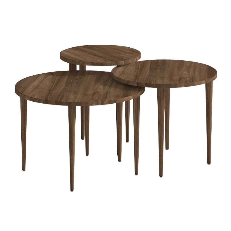 Τραπεζάκι σαλονιού σετ 3 τμχ Nola Megapap χρώμα καρυδί Ø60x46εκ.