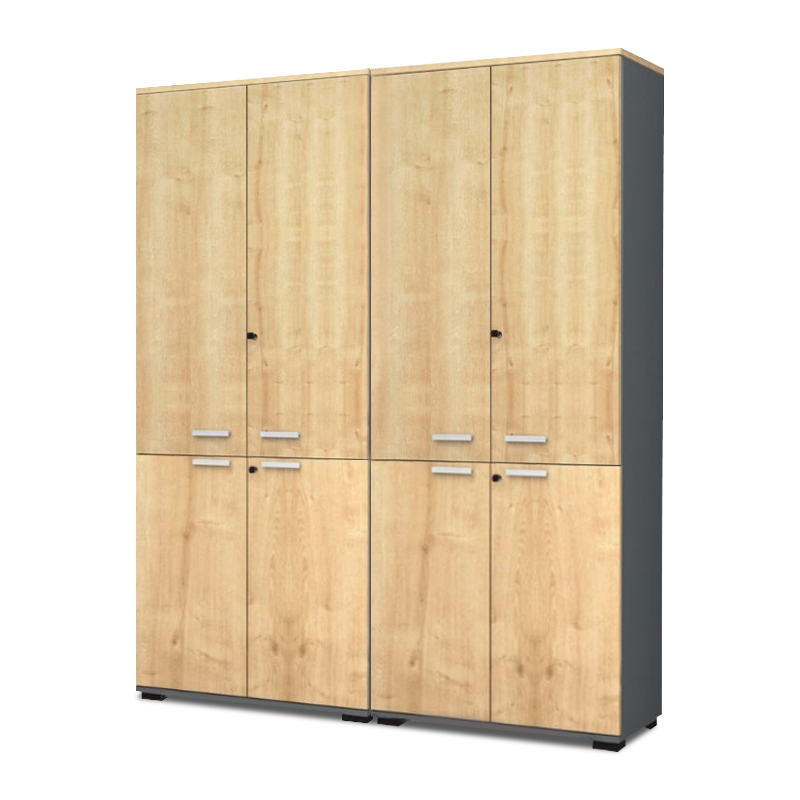 Ντουλάπα γραφείου με κλειδαριά επαγγελματική Venturo Megapap χρώμα ανθρακί - φυσικό οξιάς 160x40x200εκ.