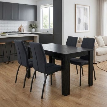 Σετ τραπεζαρία 5τμχ Darlen - Fina Megapap χρώμα sencron black - ανθρακί 125x72x74εκ.