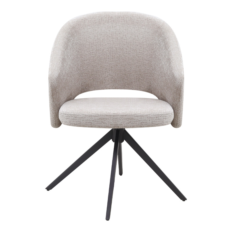 Πολυθρόνα τραπεζαρίας Milano Megapap περιστρεφόμενη χρώμα ανοιχτό μπεζ ύφασμα - μεταλλικό μαύρο πόδι 64x64x83εκ.