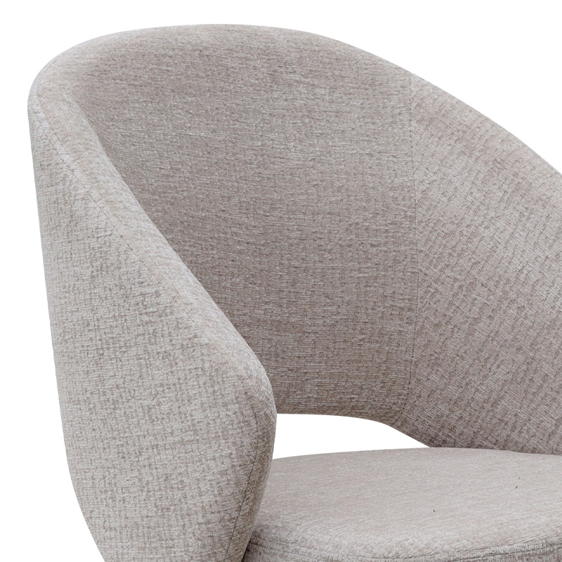 Πολυθρόνα τραπεζαρίας Milano Megapap περιστρεφόμενη χρώμα ανοιχτό μπεζ ύφασμα - μεταλλικό μαύρο πόδι 64x64x83εκ.