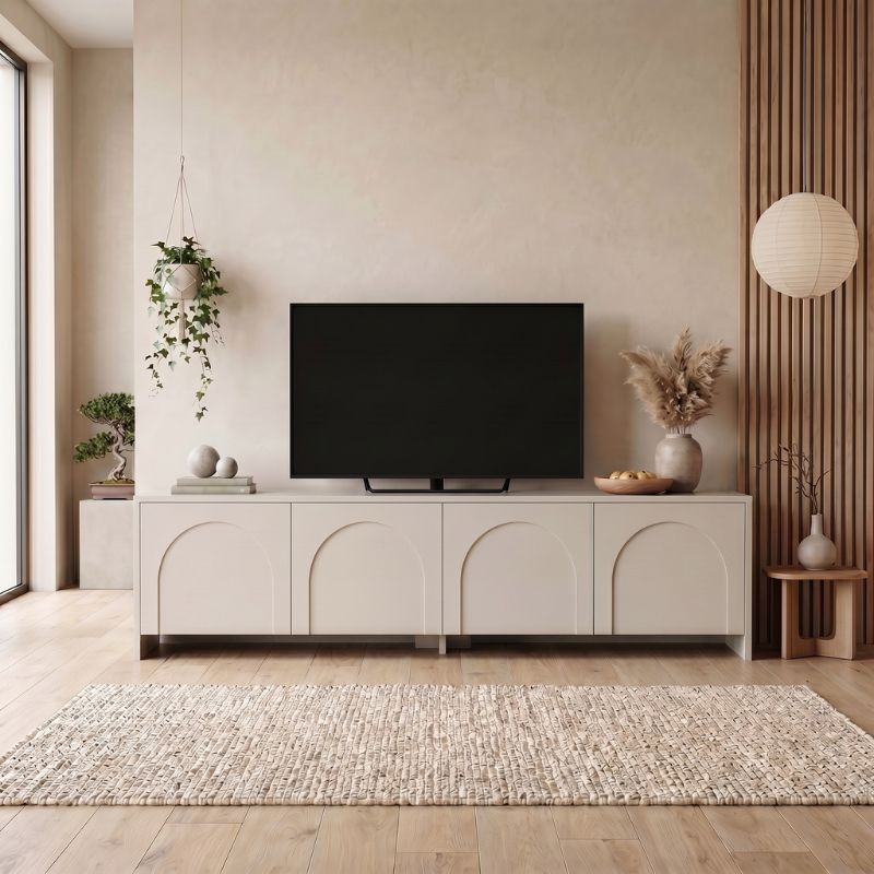 Έπιπλο τηλεόρασης Aurelia Megapap χρώμα κρεμ 180x32x45εκ.